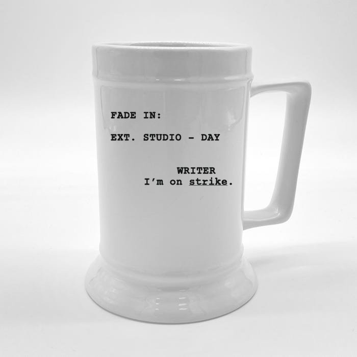 Writers On Strike Stand With The WGA Front & Back Beer Stein