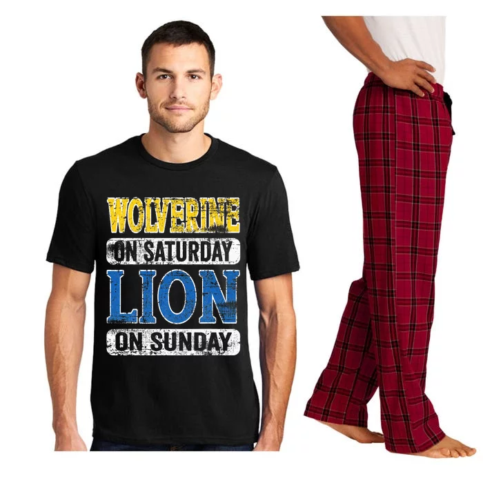 Wolverine On Saturday Lion On Sunday Detroit Pajama Set