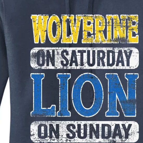 Wolverine On Saturday Lion On Sunday Funny Women's Pullover Hoodie