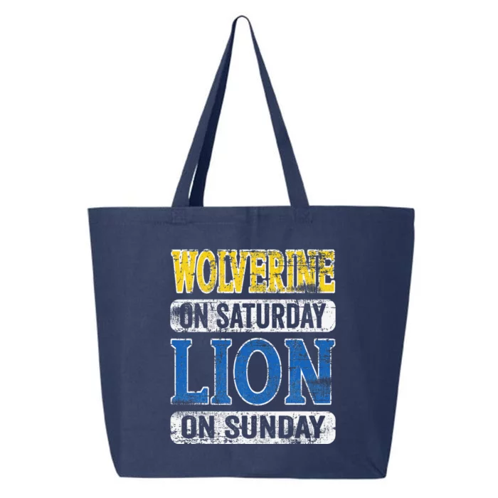 Wolverine On Saturday Lion On Sunday Funny 25L Jumbo Tote