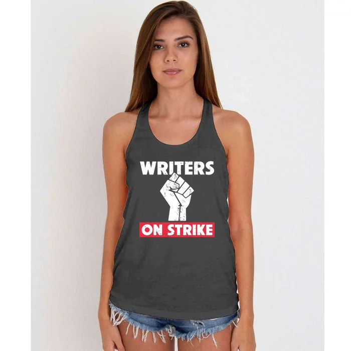 Writers On Strike WGA Strike Anti AI Women's Knotted Racerback Tank