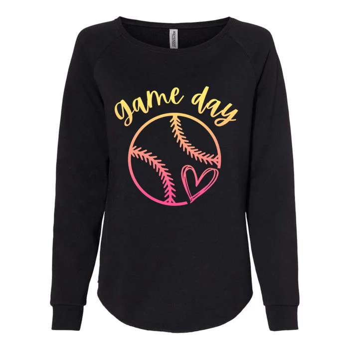 Wos Or Softball Game Day Cute Heart Love Gift Womens California Wash Sweatshirt