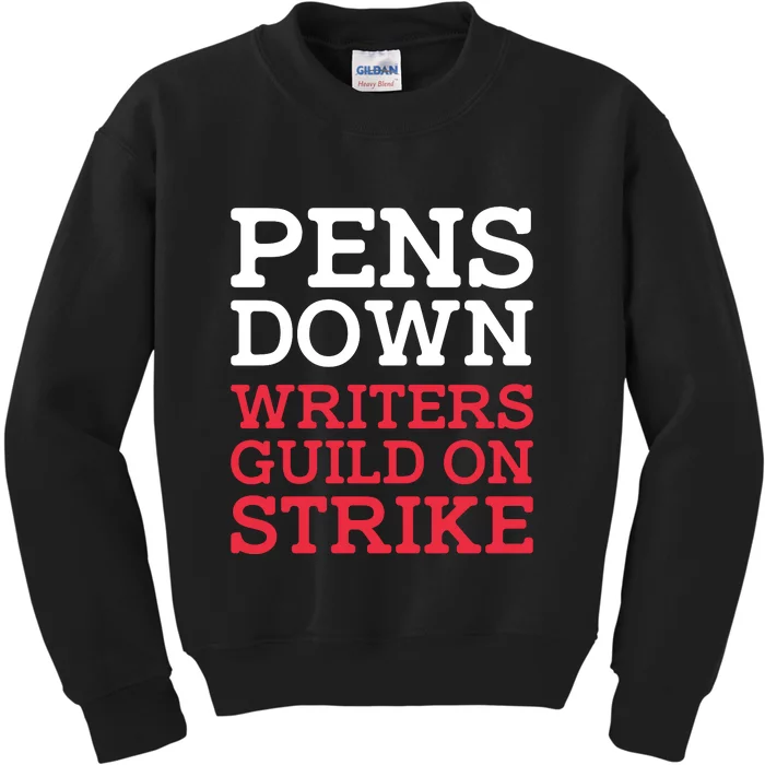 WGA On Strike Pens Down Kids Sweatshirt