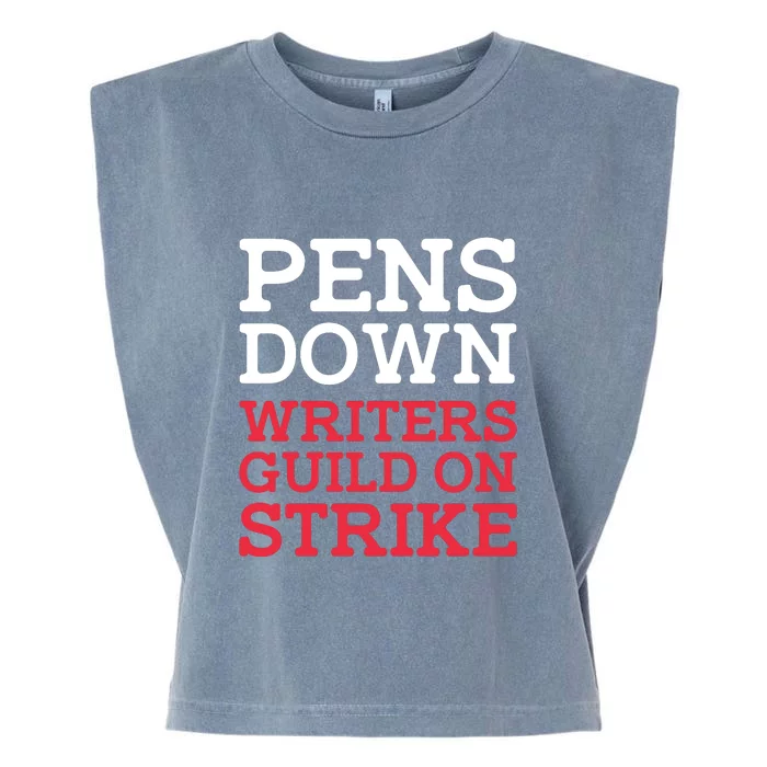 WGA On Strike Pens Down Garment-Dyed Women's Muscle Tee