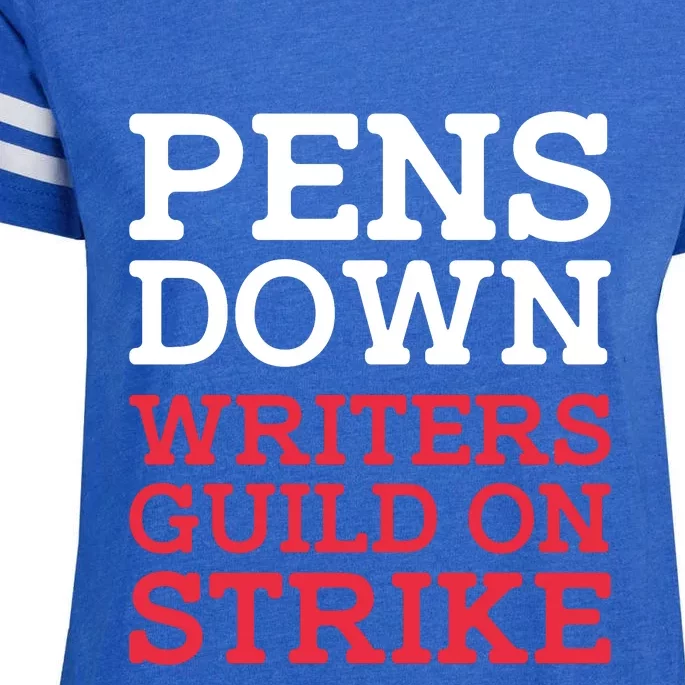 WGA On Strike Pens Down Enza Ladies Jersey Football T-Shirt