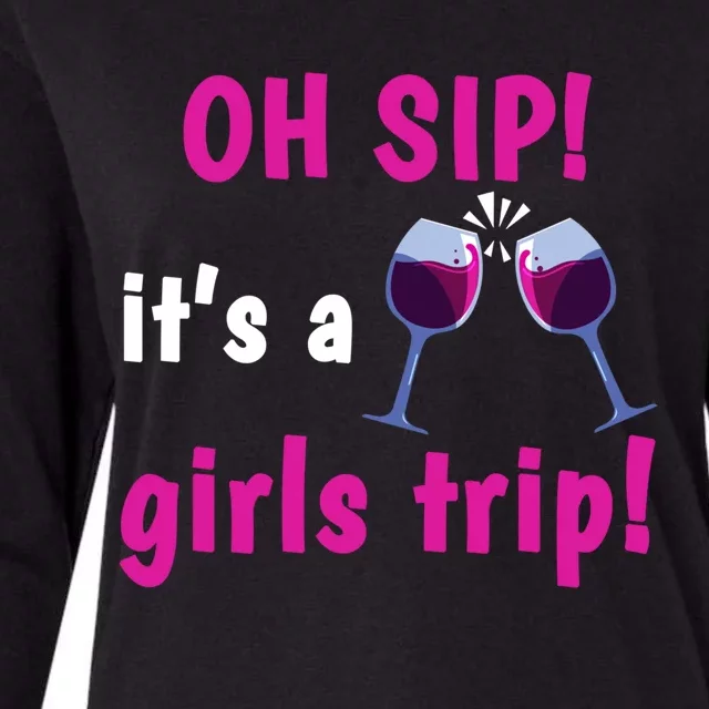 Wo Oh Sip Its A Trip Wine Oh Sip It's A Trip Gift Womens Cotton Relaxed Long Sleeve T-Shirt