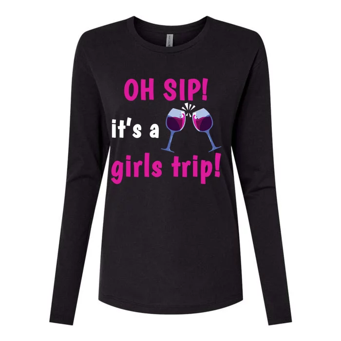 Wo Oh Sip Its A Trip Wine Oh Sip It's A Trip Gift Womens Cotton Relaxed Long Sleeve T-Shirt