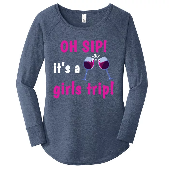 Wo Oh Sip Its A Trip Wine Oh Sip It's A Trip Gift Women's Perfect Tri Tunic Long Sleeve Shirt