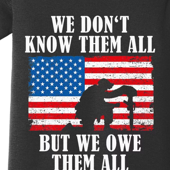 We Owe Them All Veterans Day Partiotic Flag Military Baby Bodysuit