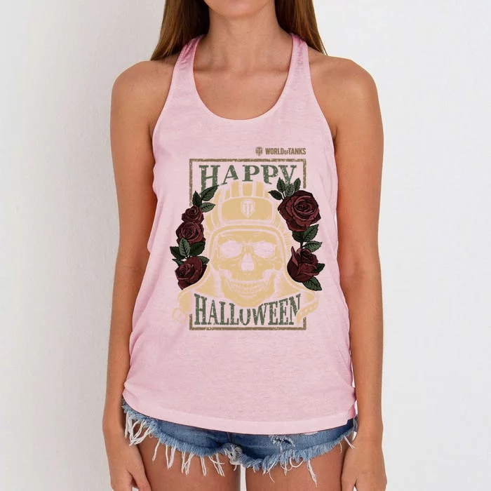 World Of Tanks Happy Halloween Gift Women's Knotted Racerback Tank