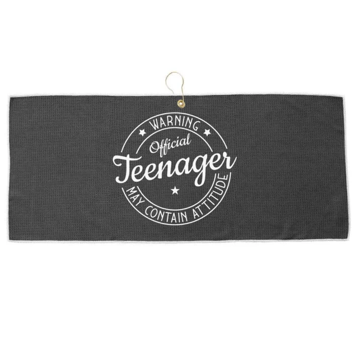 Warning Official Teenager May Contain Attitude Teenager Large Microfiber Waffle Golf Towel