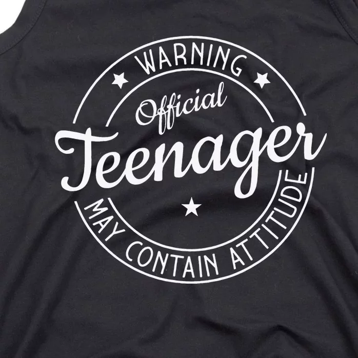 Warning Official Teenager May Contain Attitude Teenager Tank Top