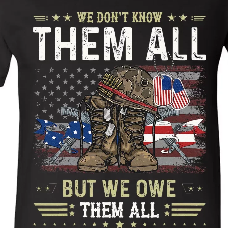 We Owe Them All Partiotic Veterans Day Memorial Day V-Neck T-Shirt