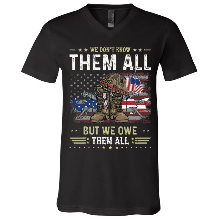 We Owe Them All Partiotic Veterans Day Memorial Day V-Neck T-Shirt