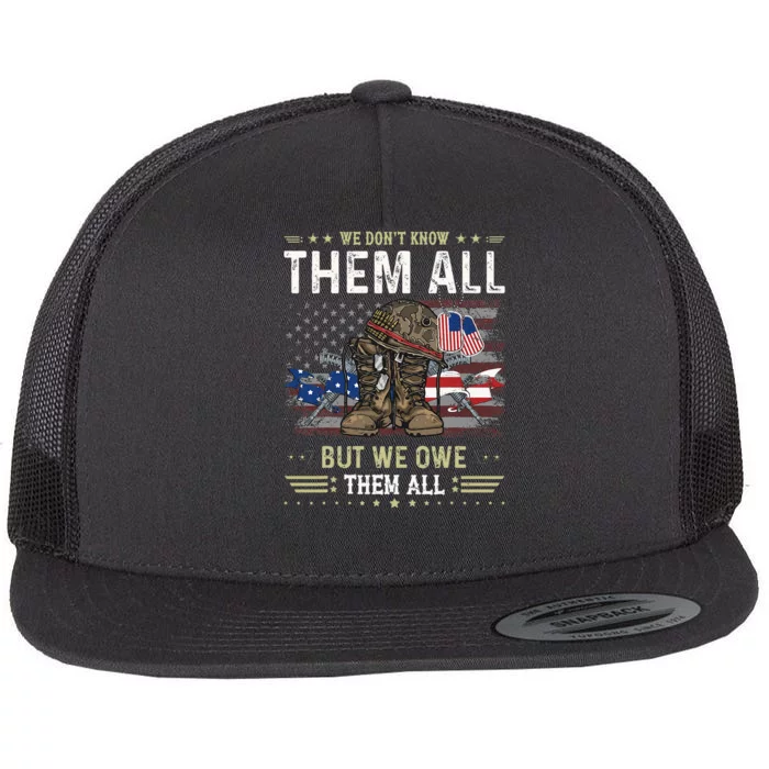 We Owe Them All Partiotic Veterans Day Flat Bill Trucker Hat