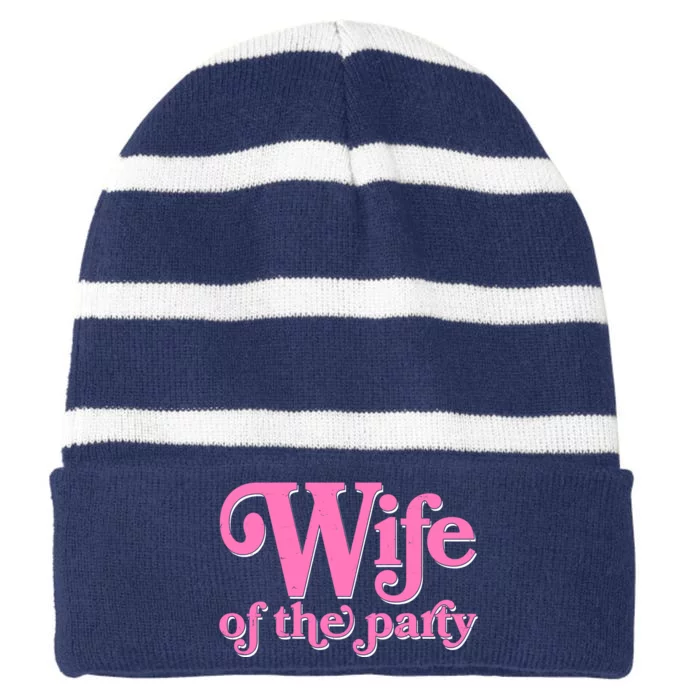 Wife Of The Party Bachelorette Bride Striped Beanie with Solid Band