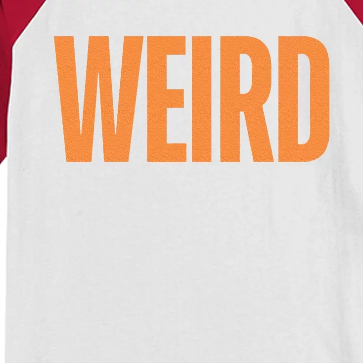 Weird Orange Text Single Word Kids Colorblock Raglan Jersey