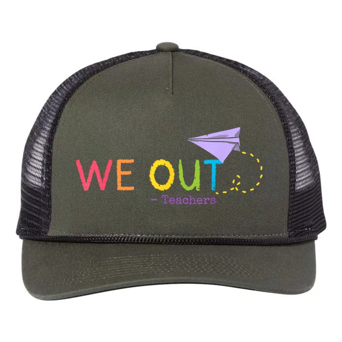 We Out Teacher End Of School Year Happy Last Day Of School Retro Rope Trucker Hat Cap