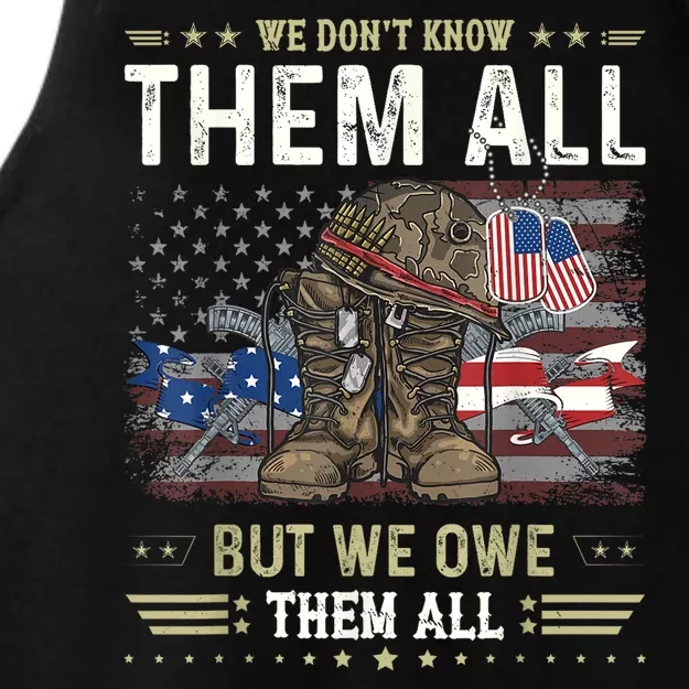 We Owe Them All Partiotic Veterans Day Memorial Day Ladies Tri-Blend Wicking Tank