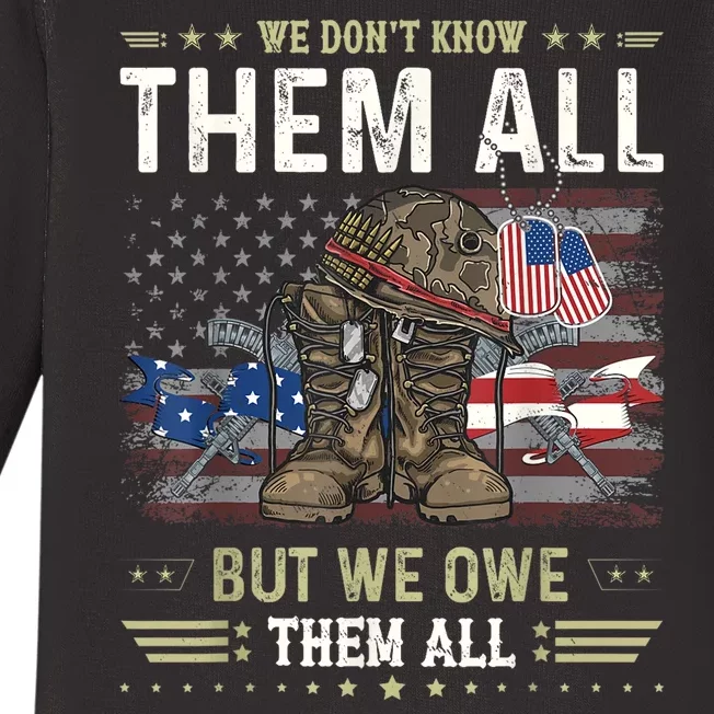 We Owe Them All Partiotic Veterans Day Memorial Day Baby Long Sleeve Bodysuit