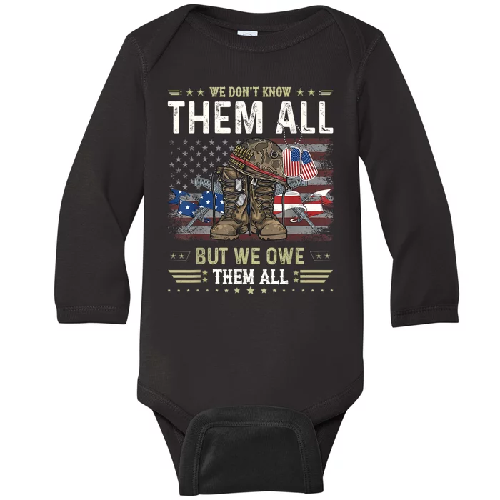 We Owe Them All Partiotic Veterans Day Memorial Day Baby Long Sleeve Bodysuit