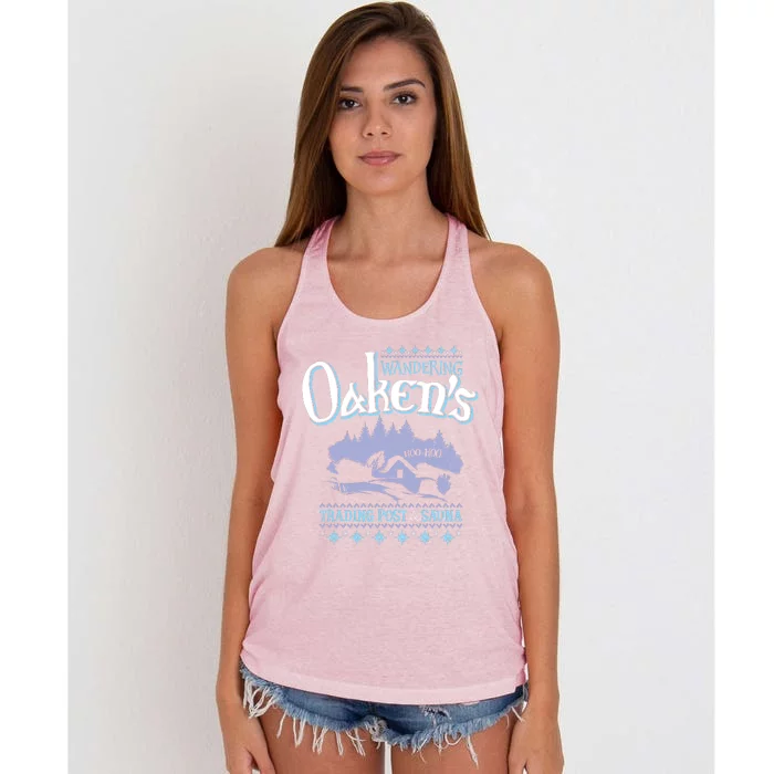 Wandering Oaken's Trading Post And Sauna Hoo Hoo Women's Knotted Racerback Tank