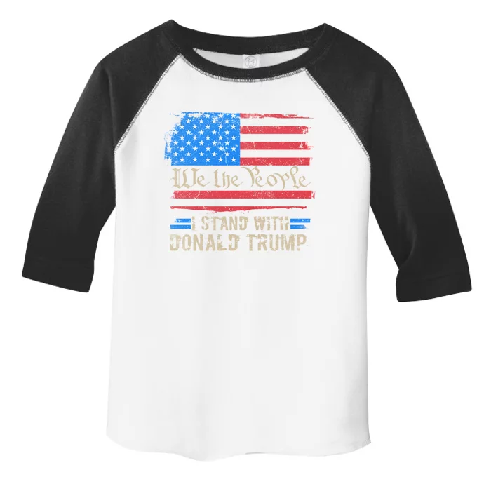 Worn Out Us Flag Vintage I Stand With Convicted Felon Trump Cute Gift Toddler Fine Jersey T-Shirt