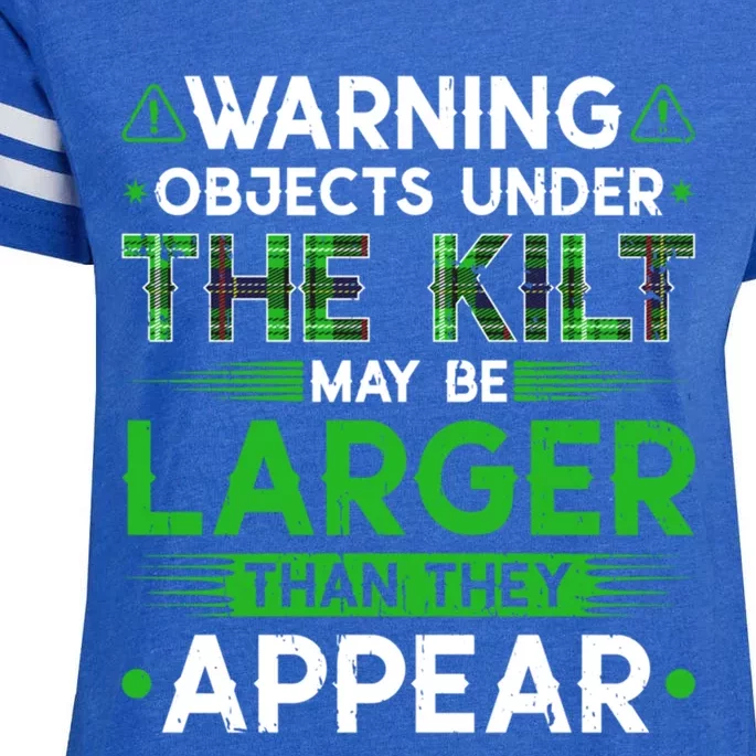 Warning Objects Under Kilt May Be Larger Scottish Irish Gift Enza Ladies Jersey Football T-Shirt