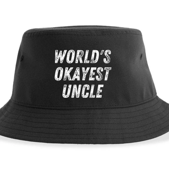 World's Okayest Uncle Funny Uncle Birthday Best Uncle Sustainable Bucket Hat