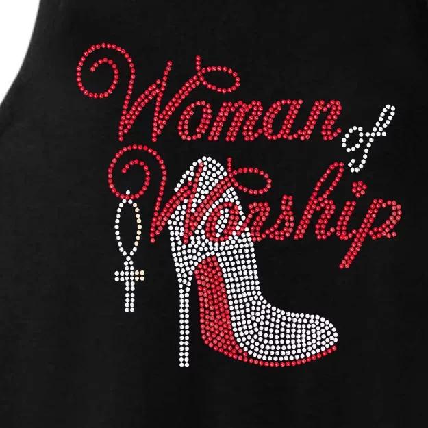 Woman Of Worship Bling Rhinestone Christian Inspirational Ladies Tri-Blend Wicking Tank