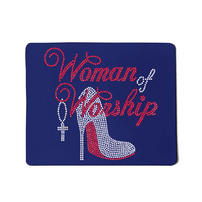 Woman Of Worship Bling Rhinestone Christian Inspirational Mousepad