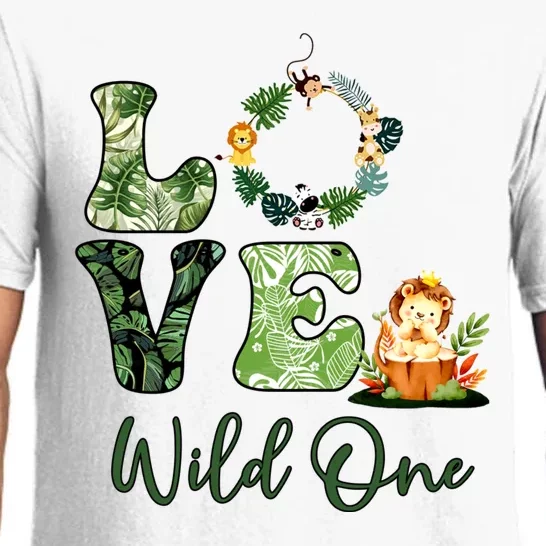 Wild One Wreath 1st Birthday Safari Animal Themed Pajama Set