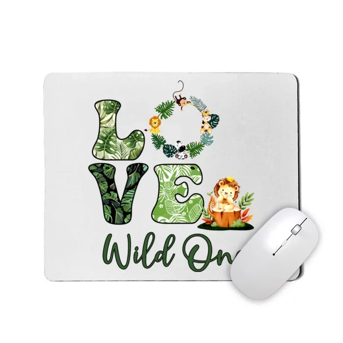 Wild One Wreath 1st Birthday Safari Animal Themed Mousepad