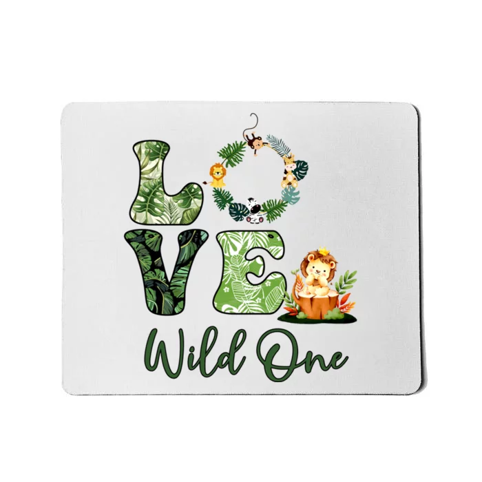 Wild One Wreath 1st Birthday Safari Animal Themed Mousepad