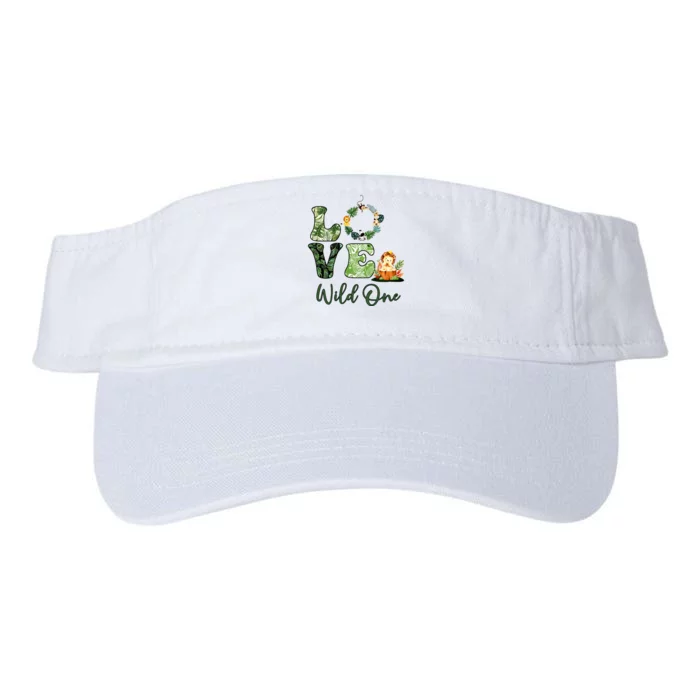 Wild One Wreath 1st Birthday Safari Animal Themed Valucap Bio-Washed Visor