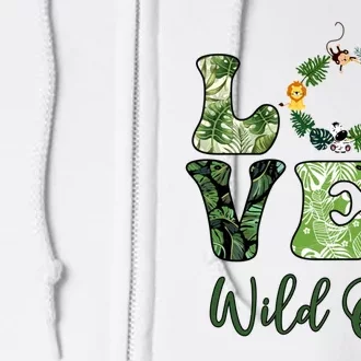 Wild One Wreath 1st Birthday Safari Animal Themed Full Zip Hoodie