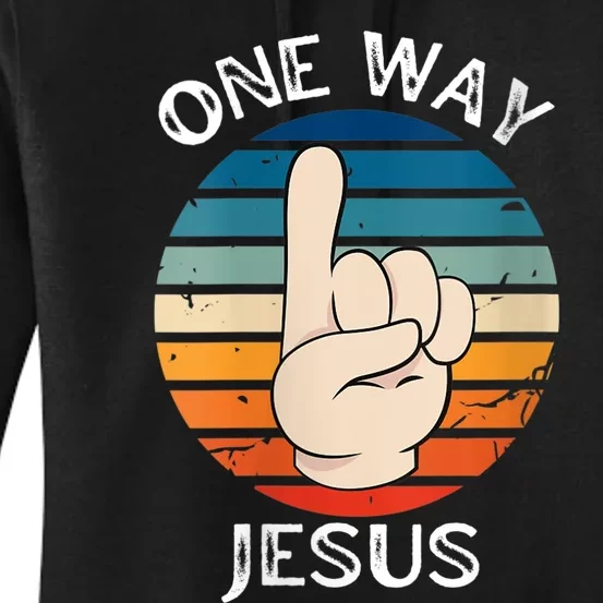 Wo One Way Jesus People Christian Revolution Finger Up Retro V-Neck Women's Pullover Hoodie