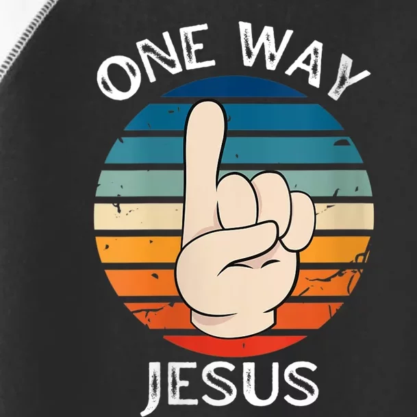 Wo One Way Jesus People Christian Revolution Finger Up Retro V-Neck Toddler Fine Jersey T-Shirt