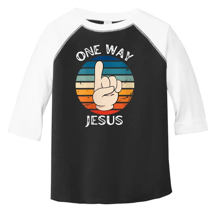 Wo One Way Jesus People Christian Revolution Finger Up Retro V-Neck Toddler Fine Jersey T-Shirt