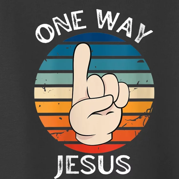 Wo One Way Jesus People Christian Revolution Finger Up Retro V-Neck Toddler T-Shirt