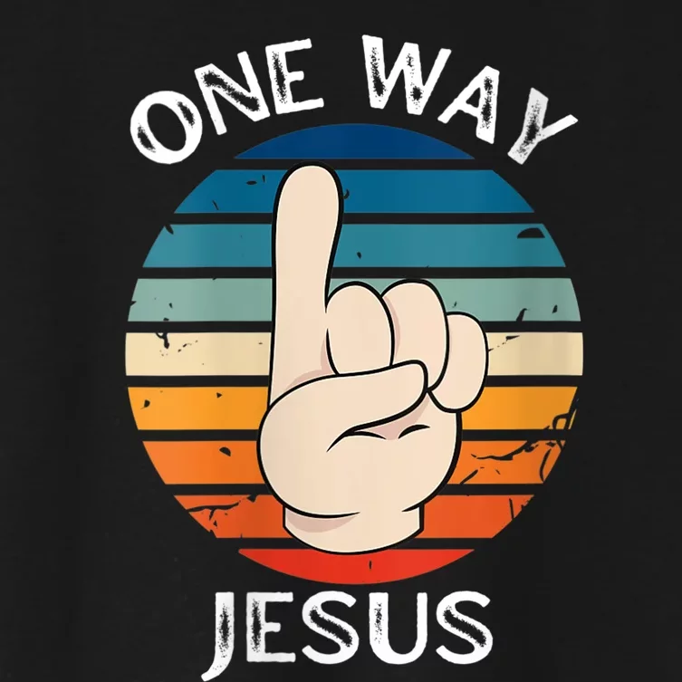 Wo One Way Jesus People Christian Revolution Finger Up Retro V-Neck Women's Crop Top Tee