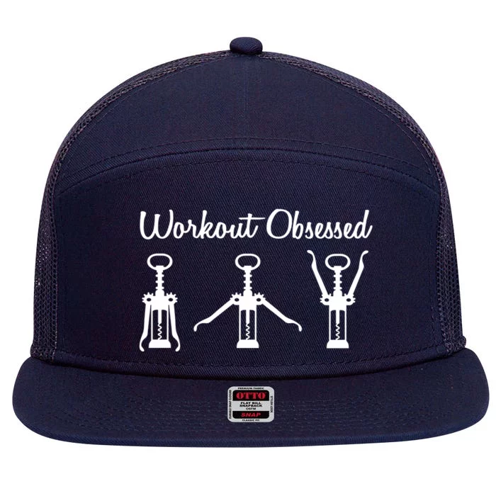 Workout Obsessed Wine Lover 7 Panel Mesh Trucker Snapback Hat