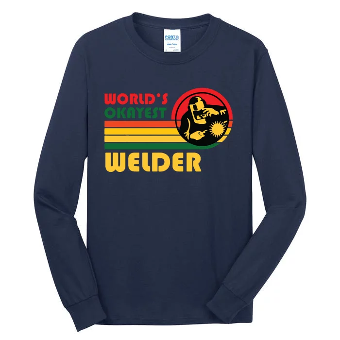 World's Okayest Welder Funny Retro Vintage Sunset Design Tall Long Sleeve T-Shirt