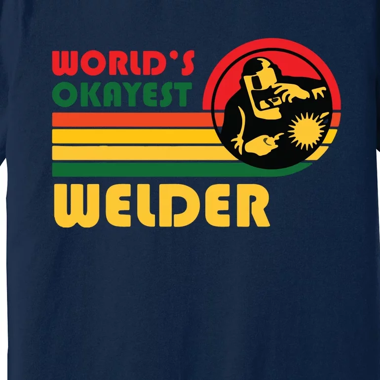 World's Okayest Welder Funny Retro Vintage Sunset Design Premium T-Shirt