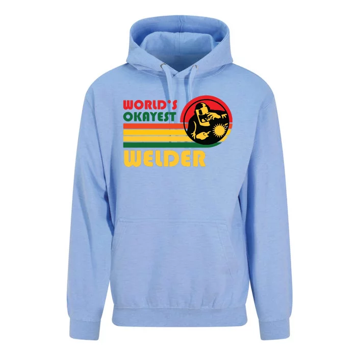 World's Okayest Welder Funny Retro Vintage Sunset Design Unisex Surf Hoodie