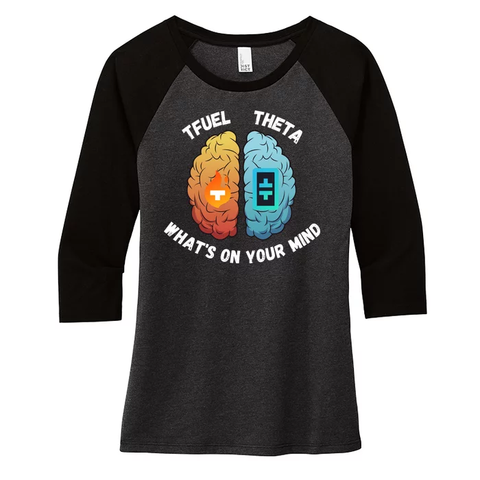 What’S On Your Mind Theta Crypto Theta Tfuel Theta Coin Crytopcurrency Women's Tri-Blend 3/4-Sleeve Raglan Shirt