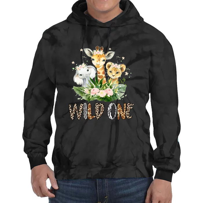 Wild One Zoo Birthday Safari Jungle Animal Tie Dye Hoodie