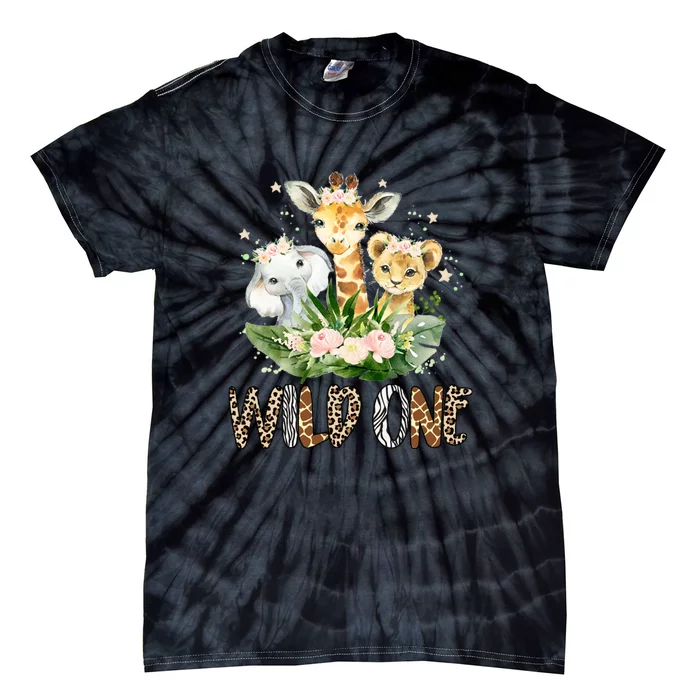 Wild One Zoo Birthday Safari Jungle Animal Tie-Dye T-Shirt