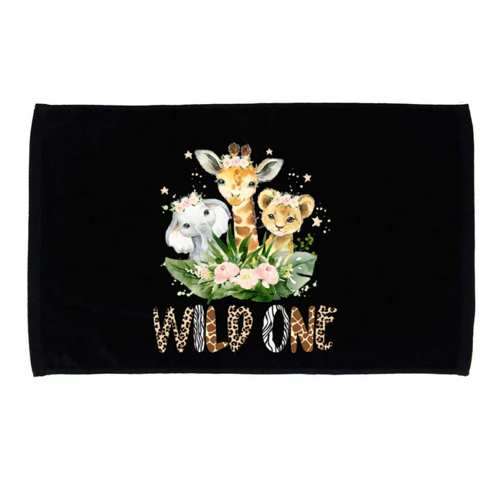 Wild One Zoo Birthday Safari Jungle Animal Microfiber Hand Towel