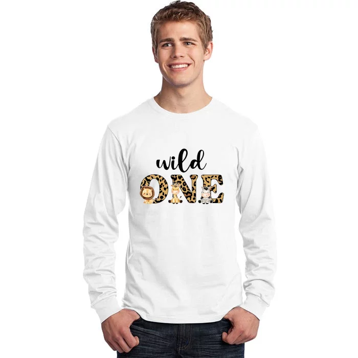 Wild One Zoo Leopard Birthday Safari Jungle Animal Gift Tall Long Sleeve T-Shirt